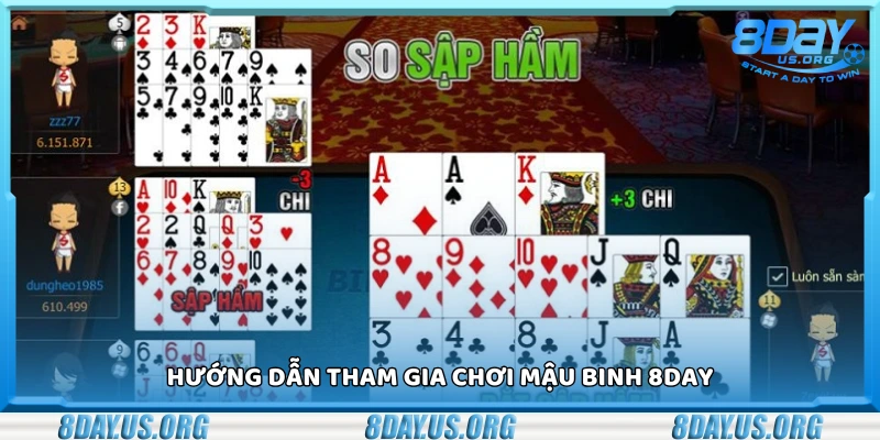 Quy trình tham gia chơi Mậu Binh tại 8Day