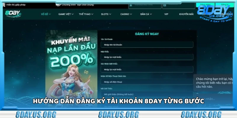 Cách đăng ký tài khoản 8Day từng bước